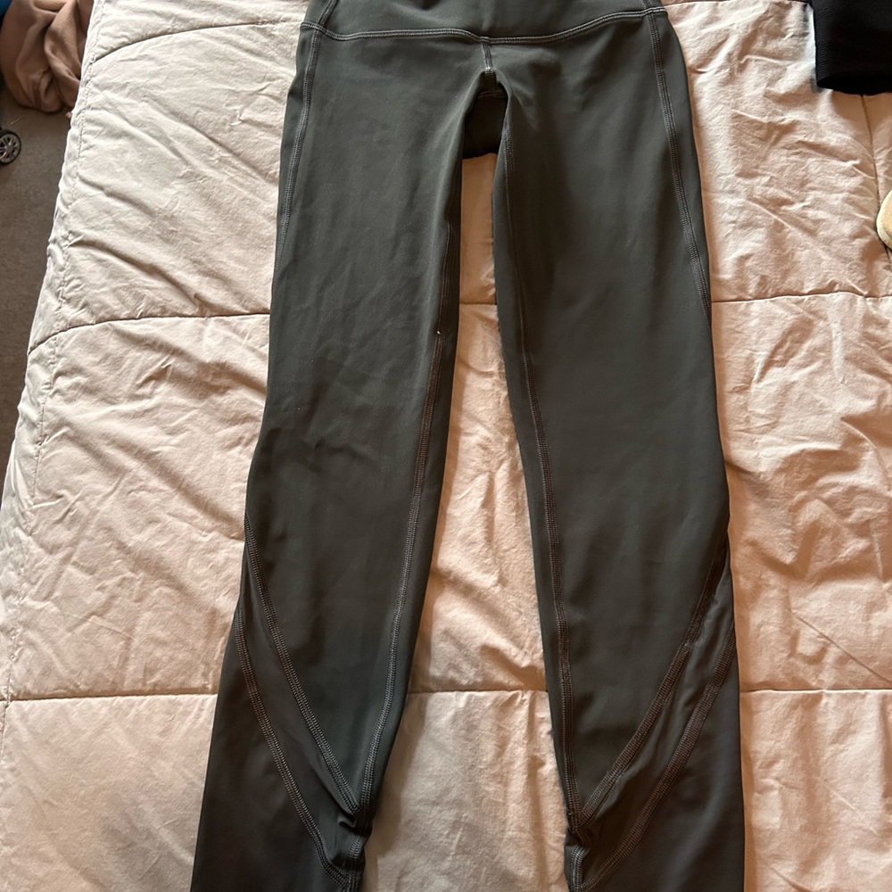 Lululemon Athletic Dark Grey  Leggings with Contrast Stitching